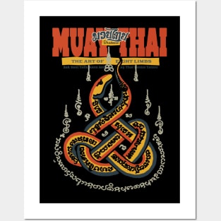 Vintage Muay Thai Tattoo Snake Posters and Art